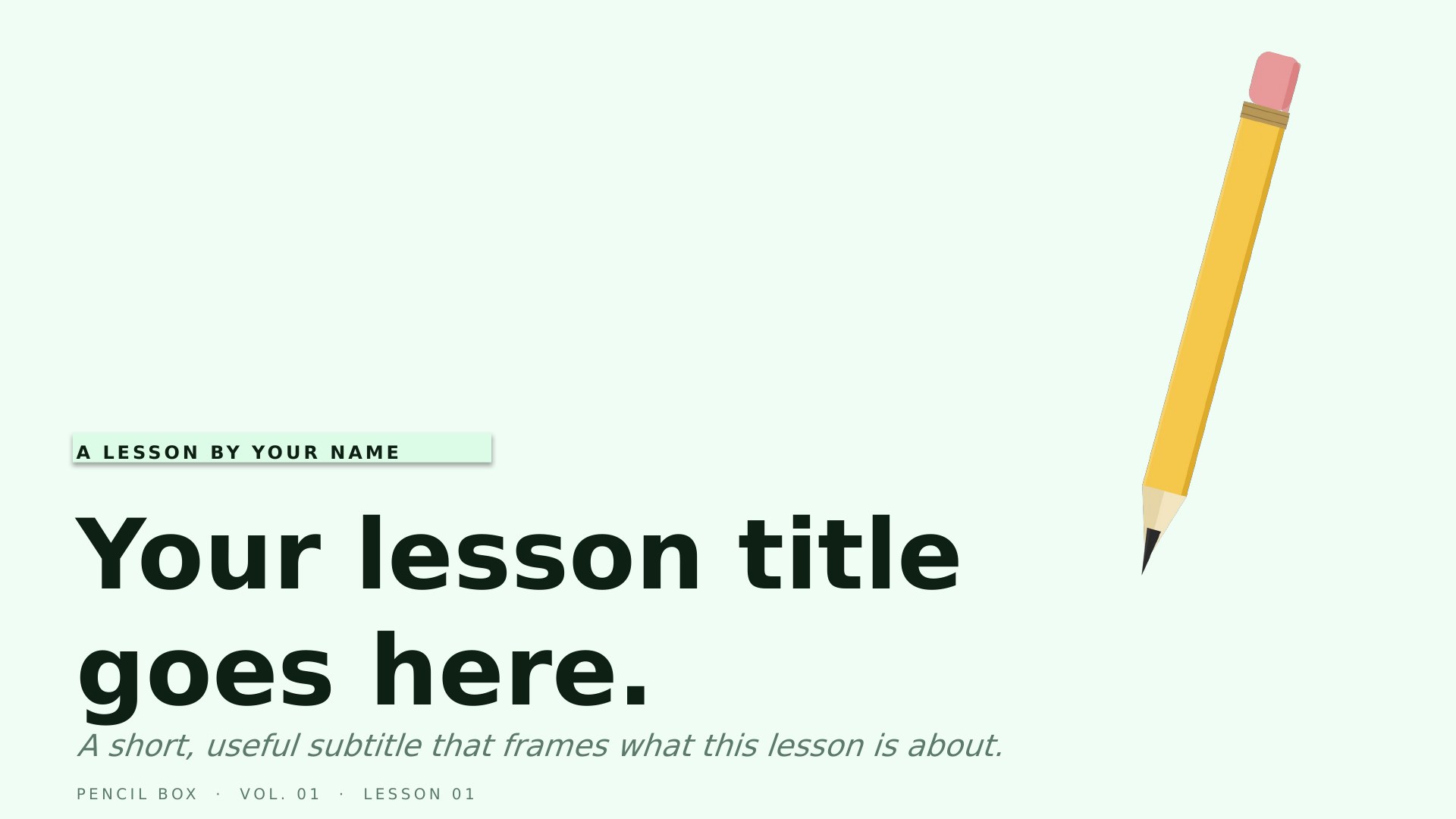 Pencil Box — Mint slide 1: Title cover