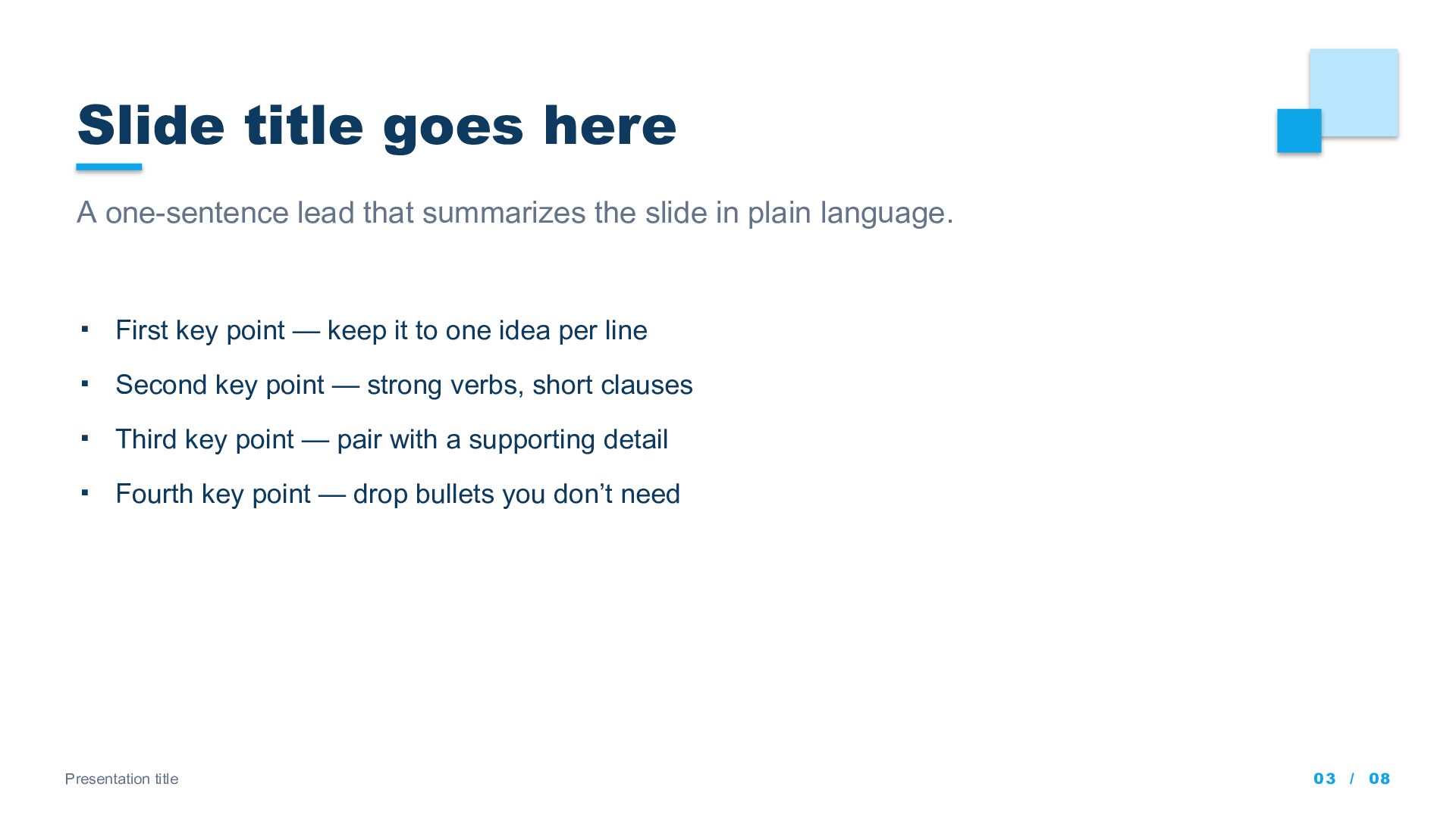 Squares — Blue slide 3: Content / lesson