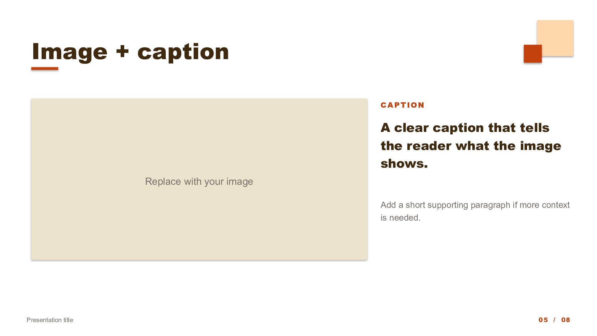 Squares — Copper slide 5: Image + caption