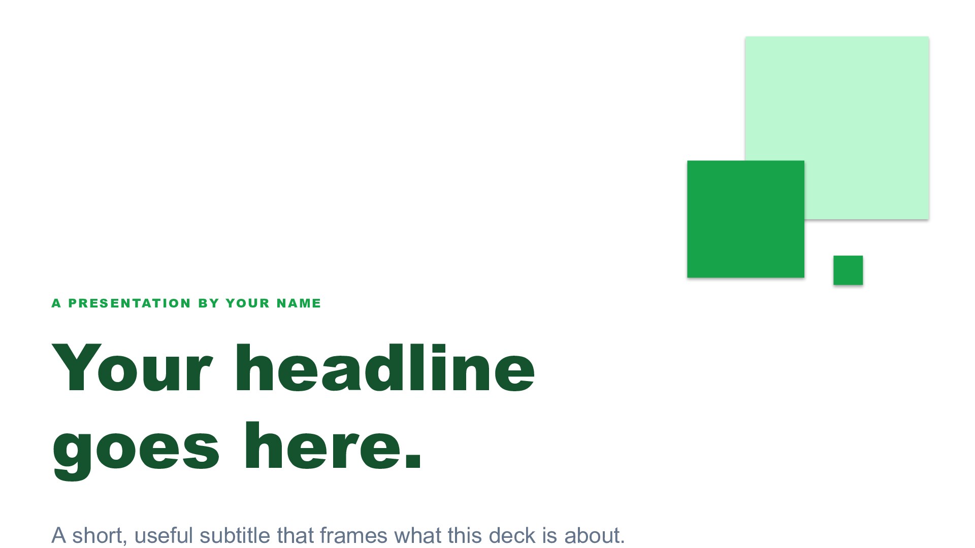 Squares — Green slide 1: Title cover