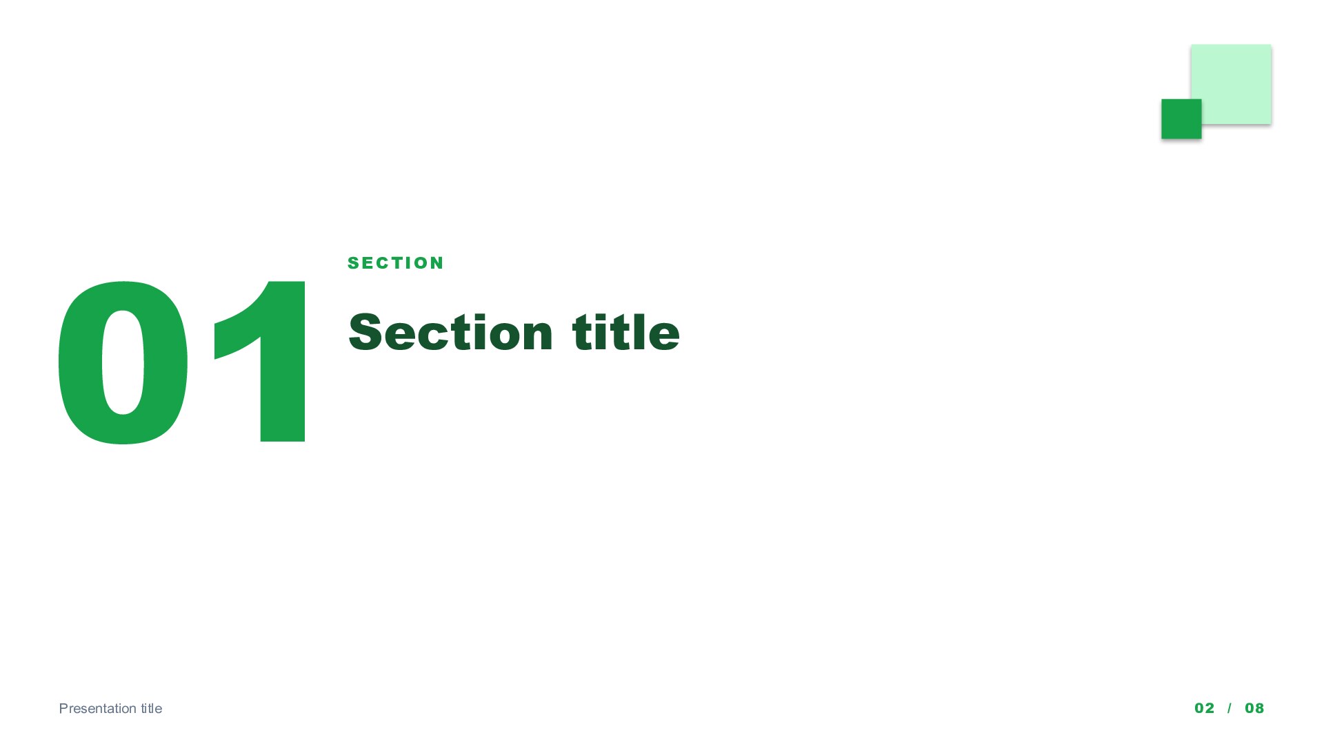 Squares — Green slide 2: Section divider