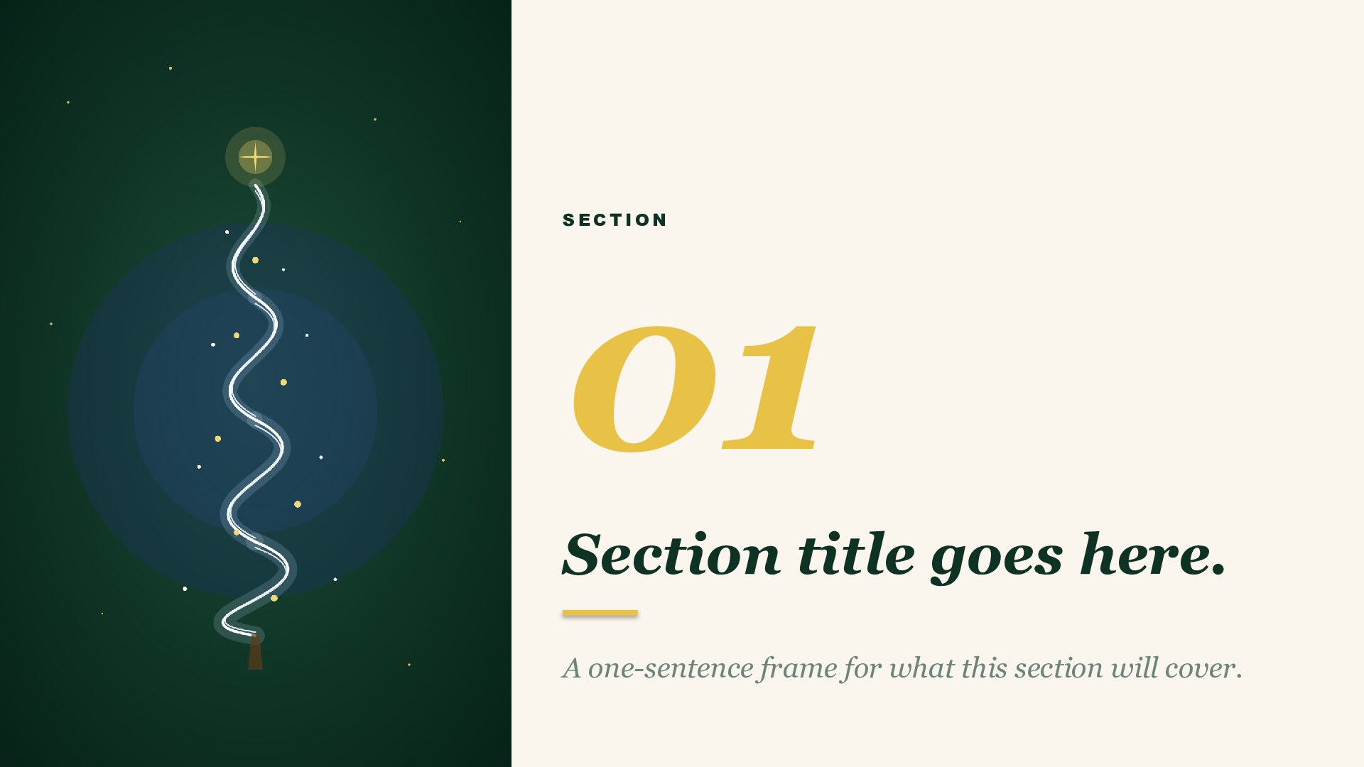 Starlit — Evergreen slide 2: Section divider