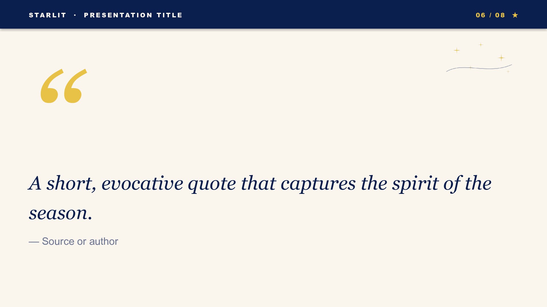 Starlit — Midnight slide 6: Pull quote