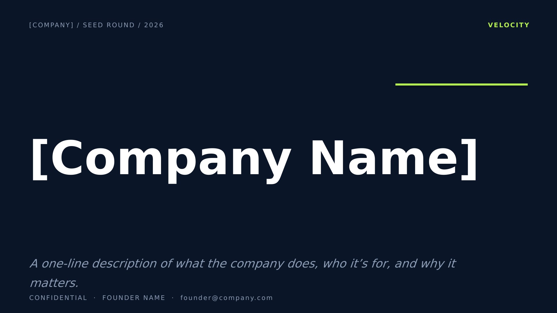 Velocity — Modern SaaS slide 1: Cover / Title
