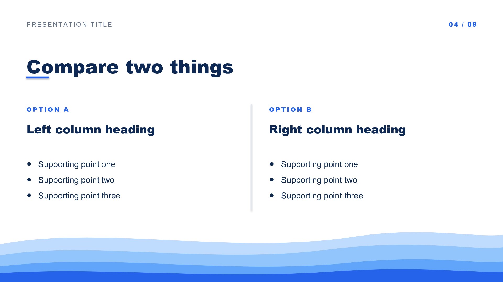 Waves — Blue slide 4: Two-column compare