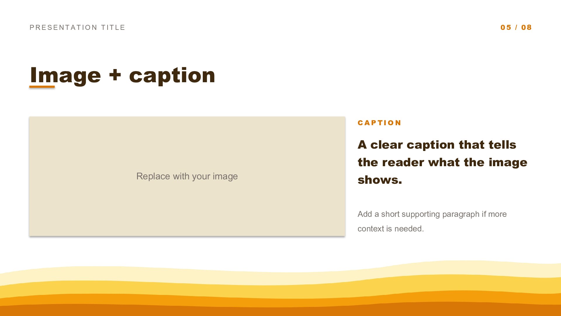 Waves — Gold slide 5: Image + caption