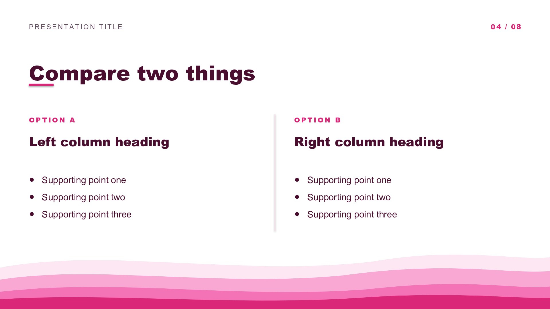 Waves — Pink slide 4: Two-column compare
