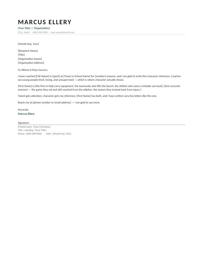 From a Coach — Attested preview