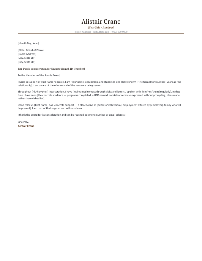 Parole Board — Filing preview