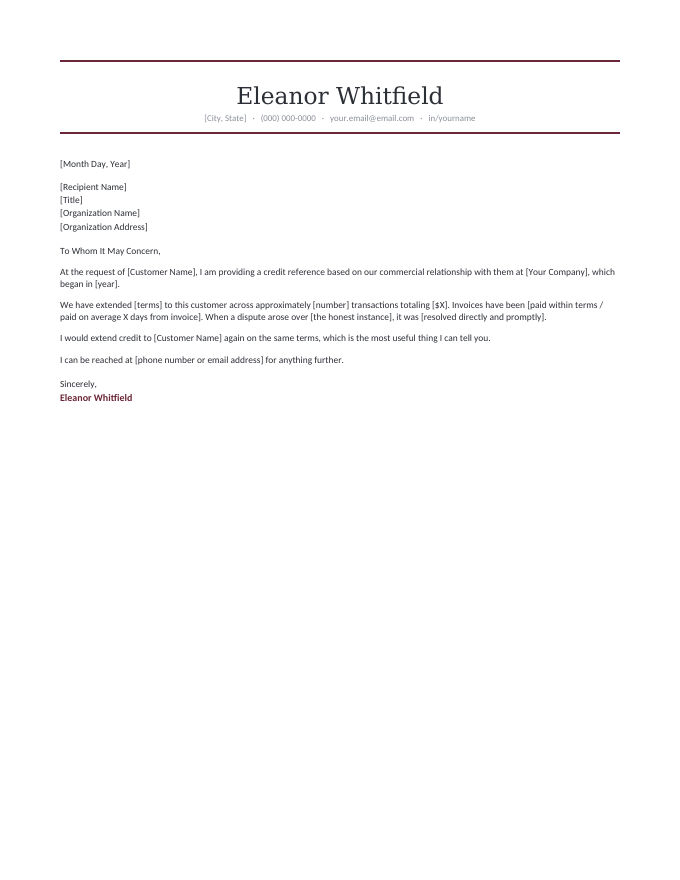 Customer Reference — Burgundy preview