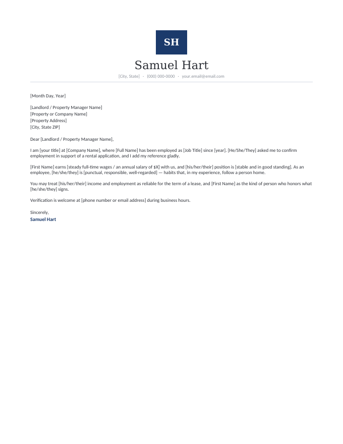 Employer Confirmation — Monogram preview