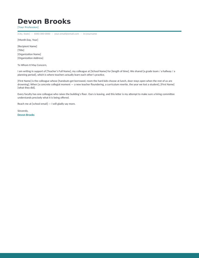 Colleague to Colleague — Teal preview