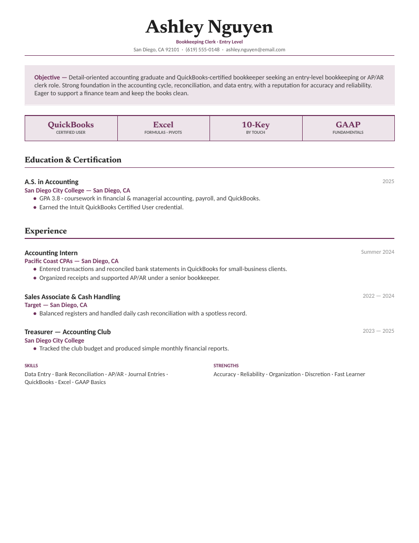 Bookkeeping Clerk — Plum preview