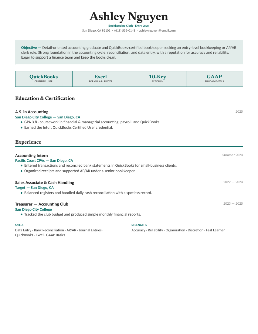 Bookkeeping Clerk — Teal preview