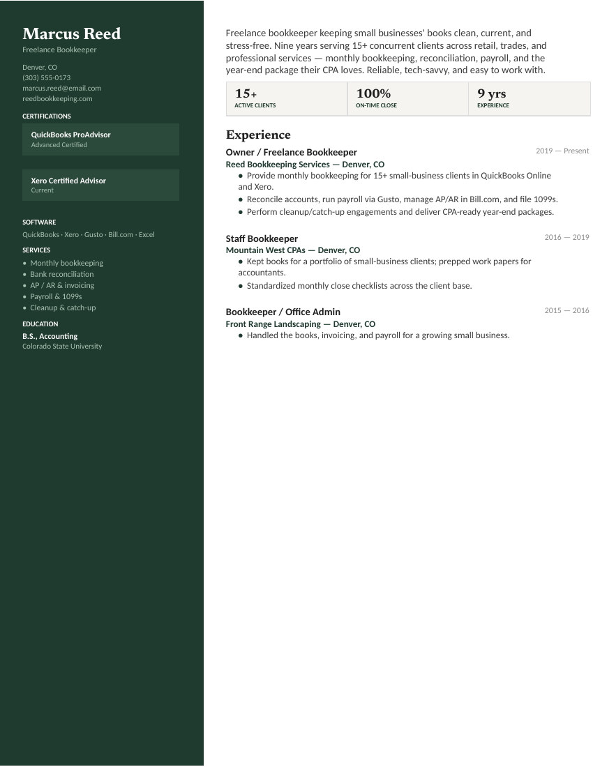 Freelance / Small Business — Forest preview