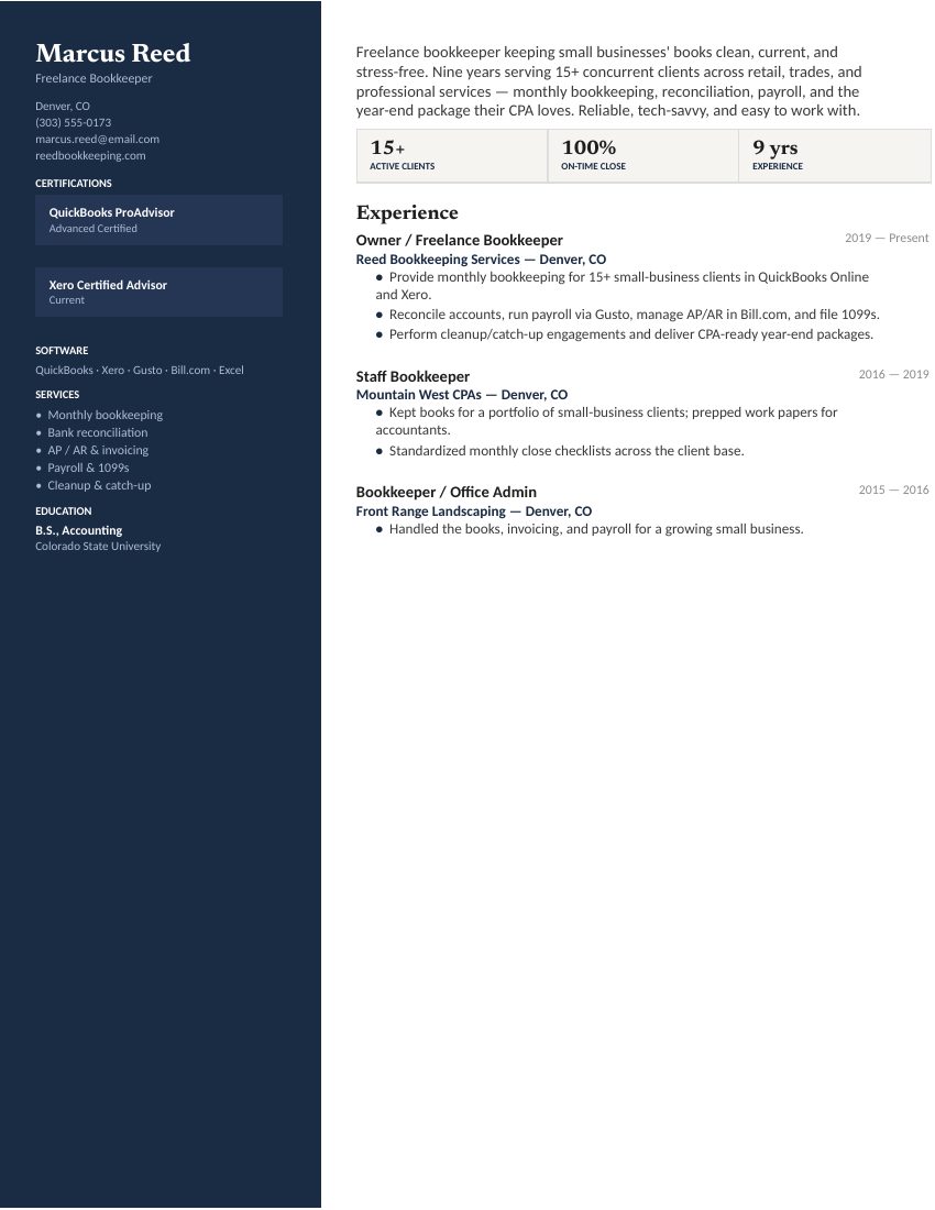 Freelance / Small Business — Navy preview
