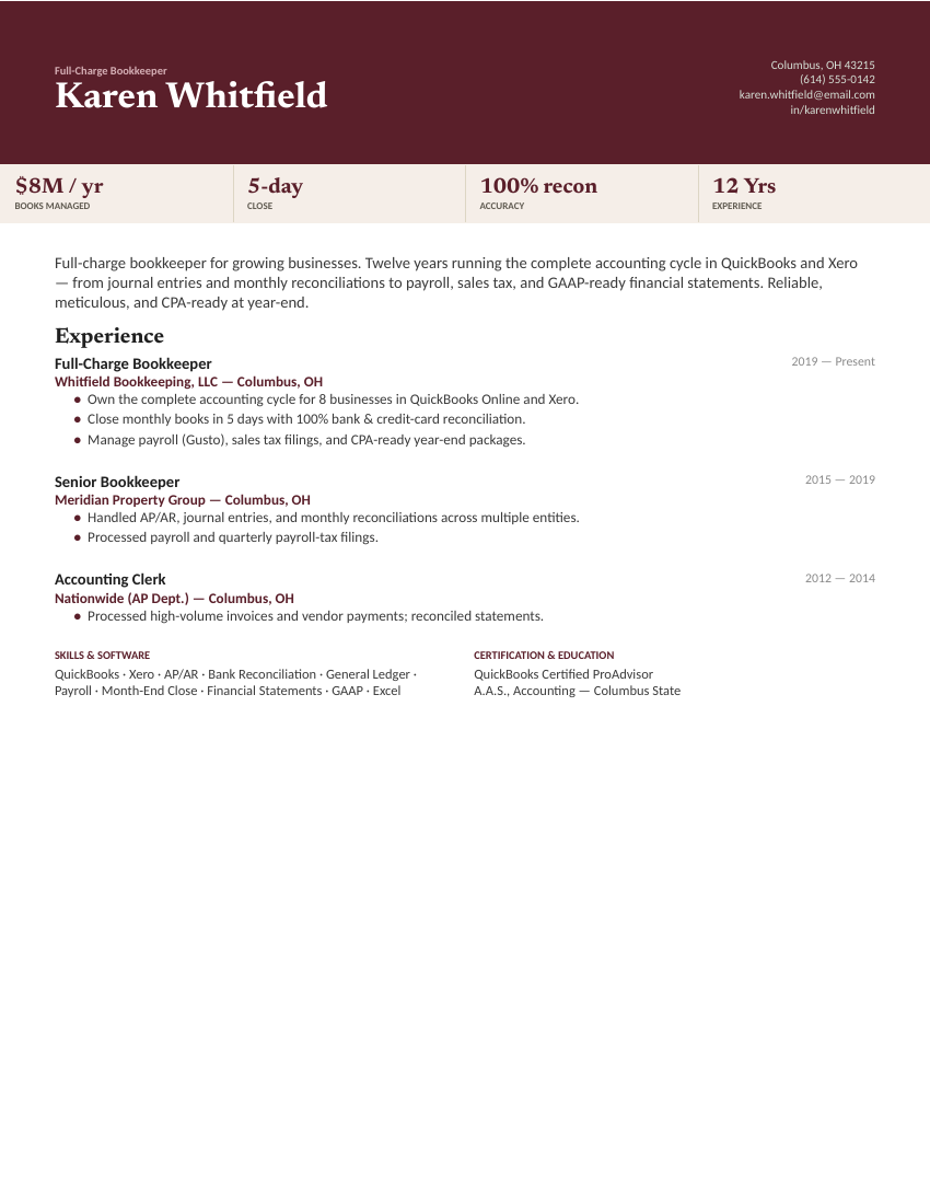Full-Charge Bookkeeper — Burgundy preview