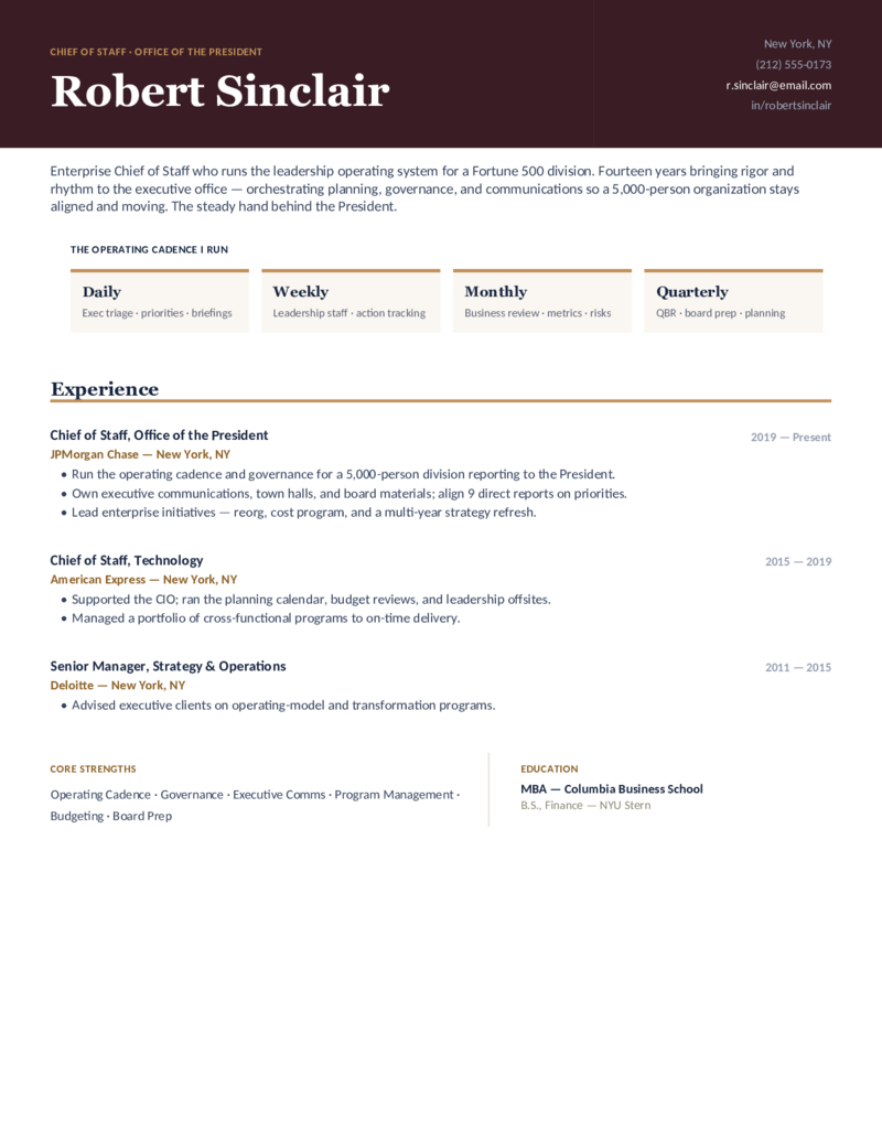 Operating Cadence — Burgundy preview
