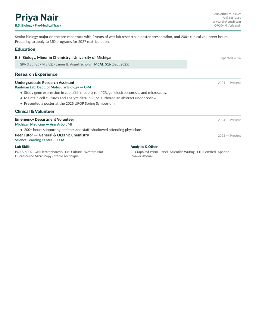 Biology & Pre-Med — Teal preview