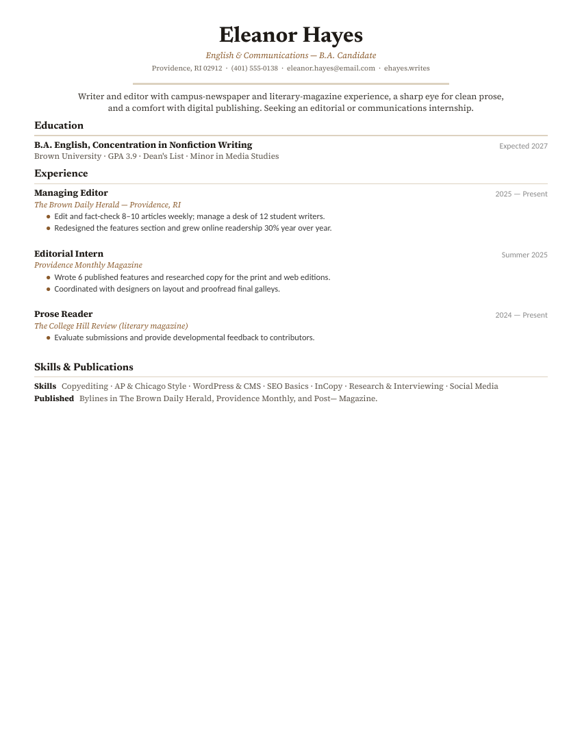 English & Communications — Sepia preview