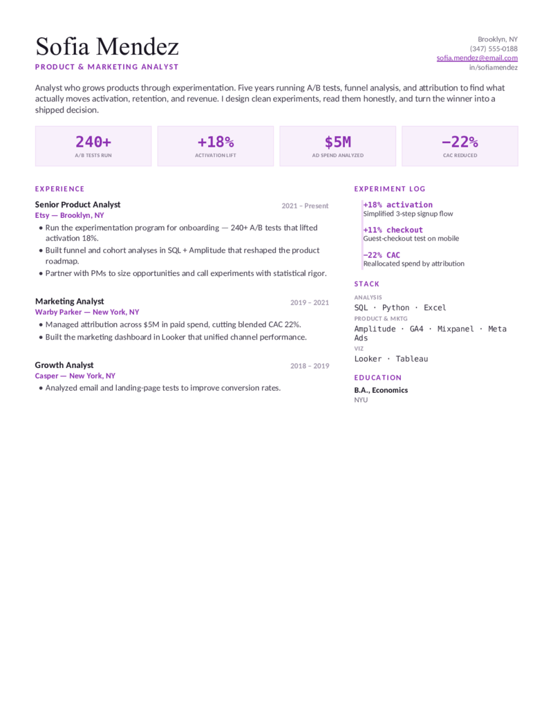 Experiment — Purple preview