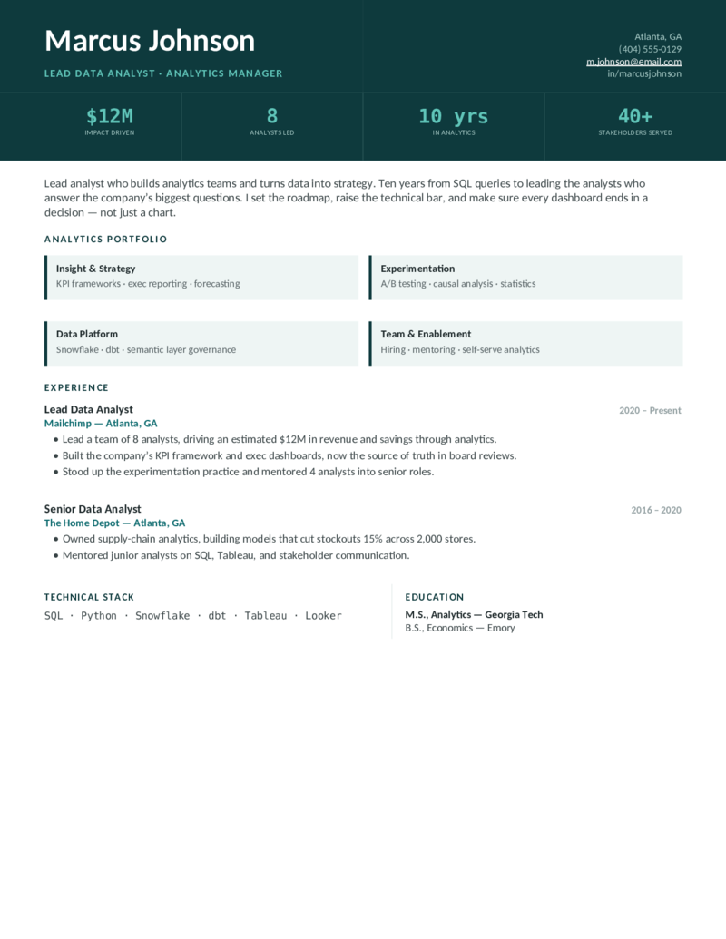 Lead — Teal preview