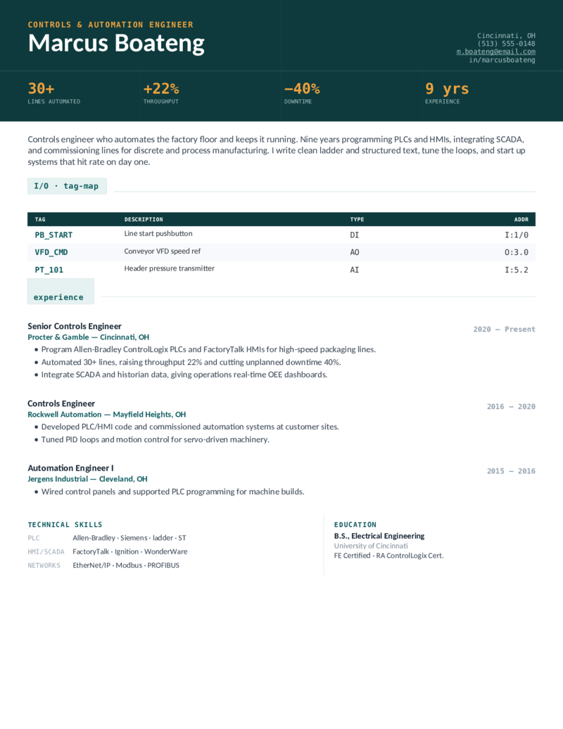 Controls/PLC — Teal preview