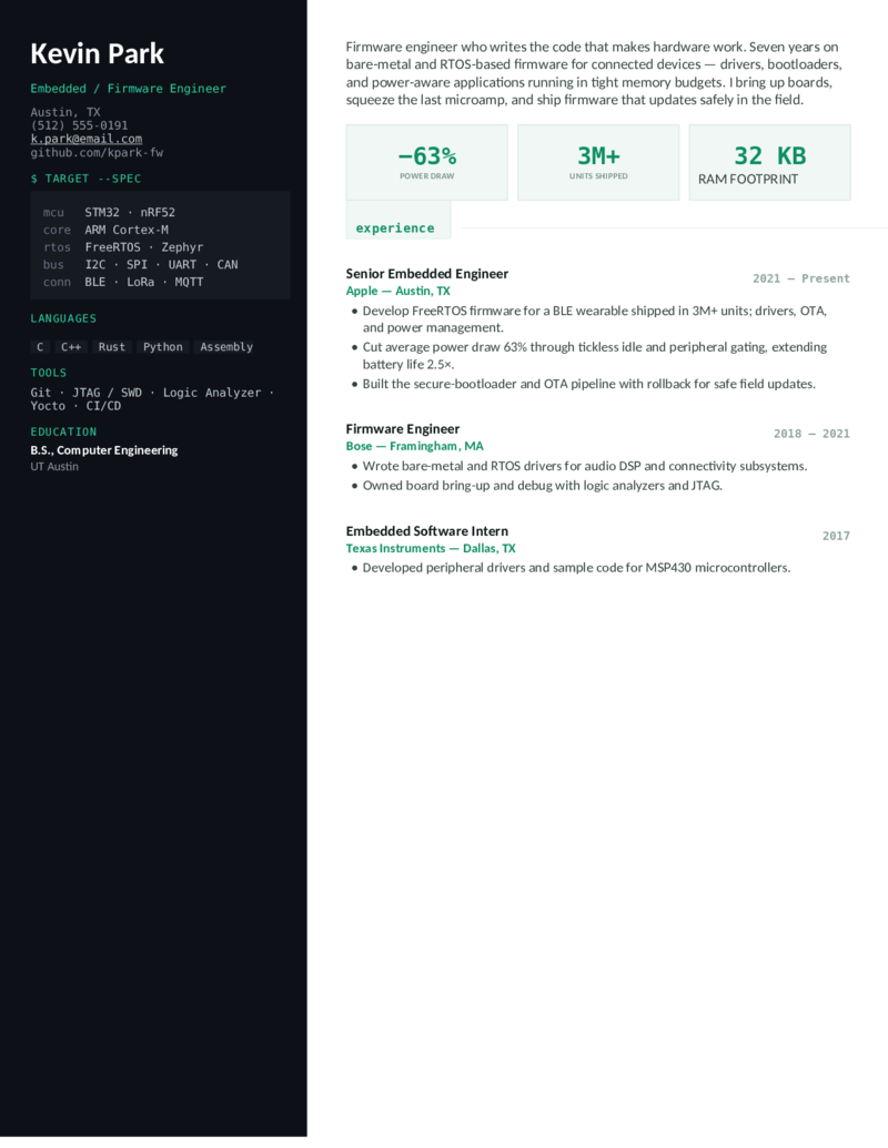 Embedded — Terminal preview
