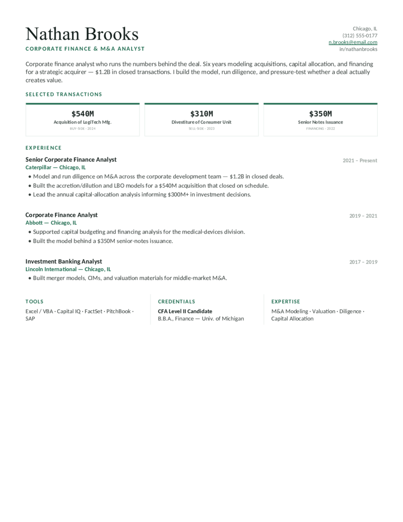 Corporate Finance — Green preview