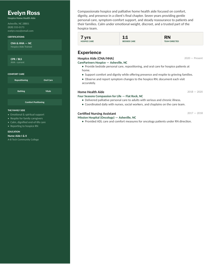 Hospice & Palliative Aide — Green preview