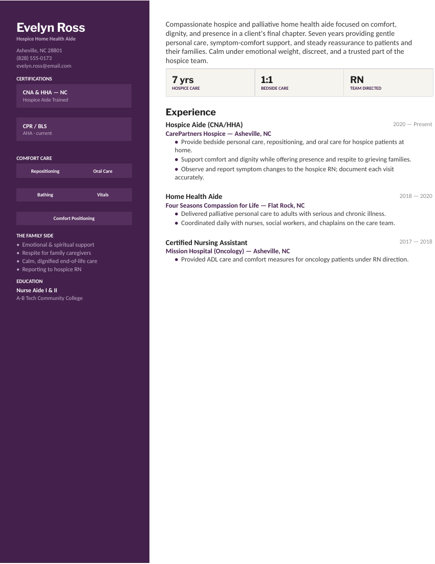 Hospice & Palliative Aide — Plum preview