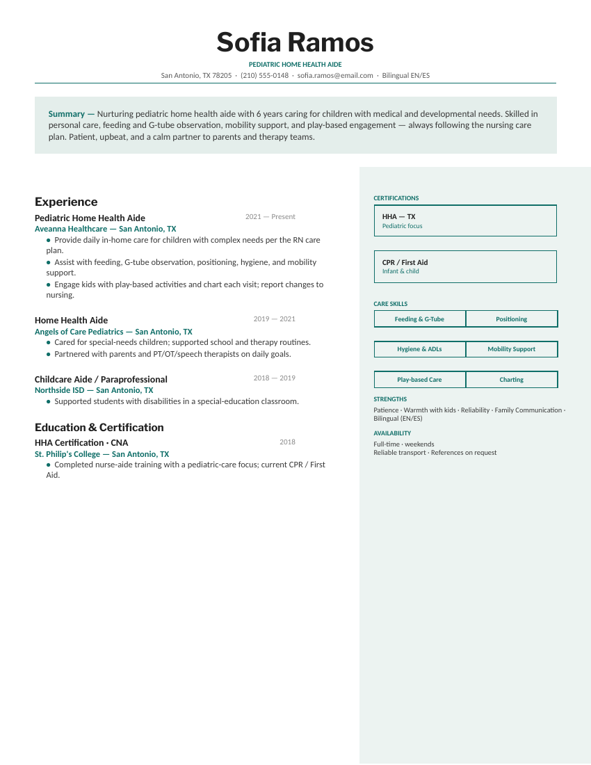 Pediatric / Special-Needs — Mint preview