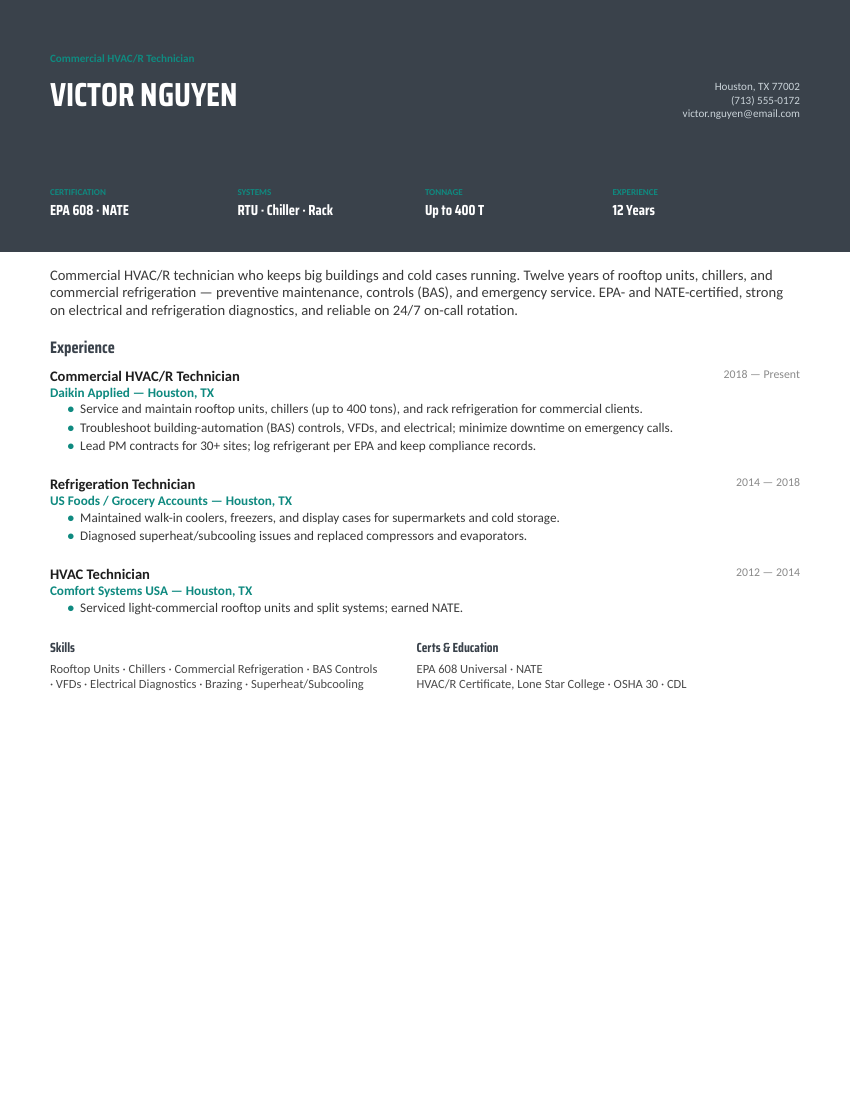 Commercial / Refrigeration — Slate preview