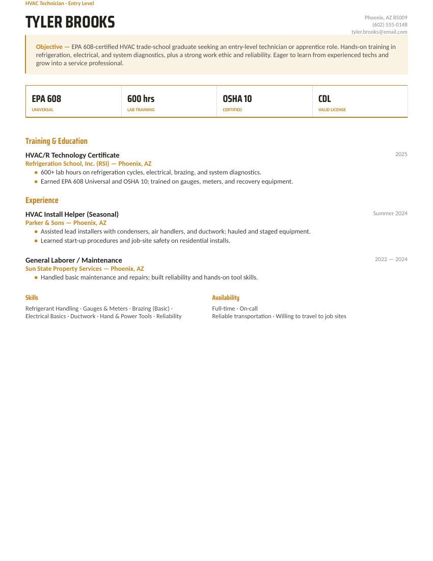 Residential / Apprentice — Amber preview