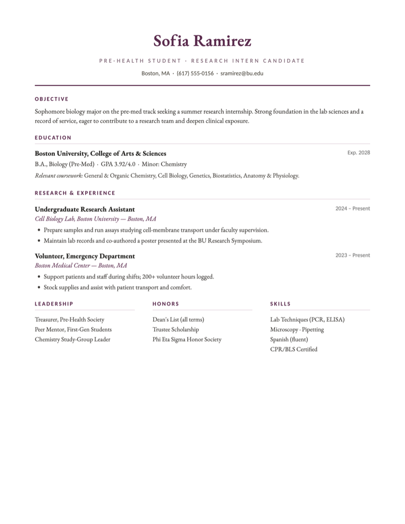 Honor Roll — Pre-Health / Research preview