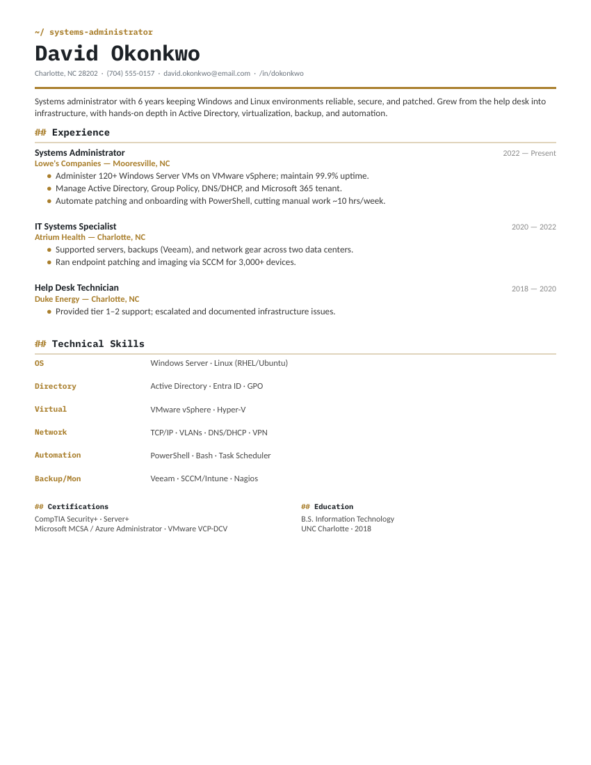 Systems Administrator — Gold preview