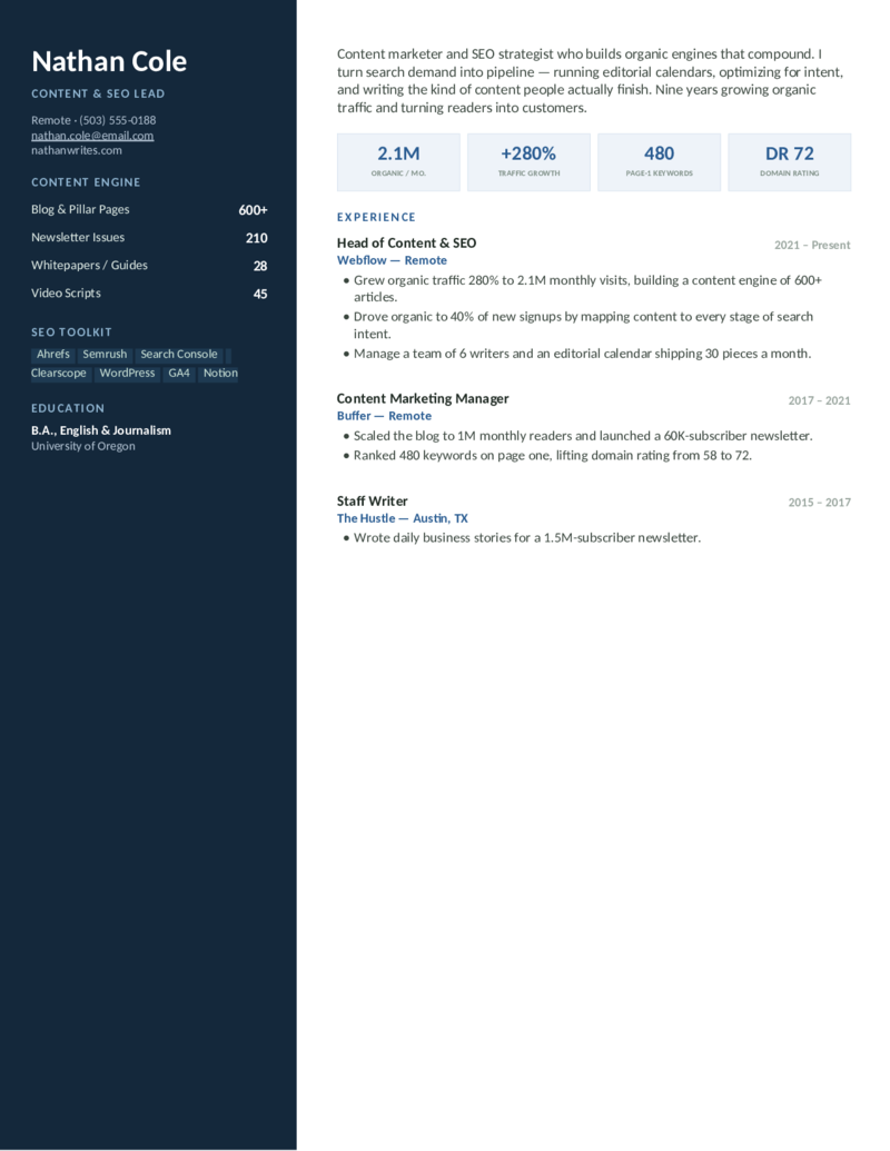 Content — Navy preview