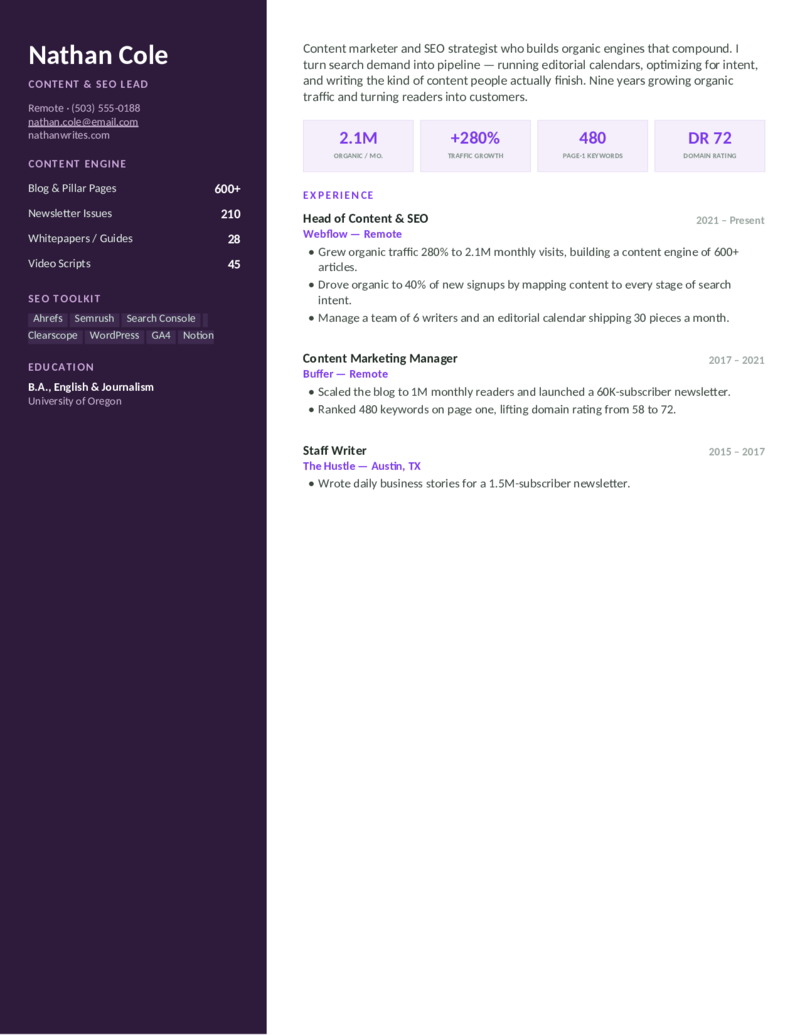 Content — Plum preview