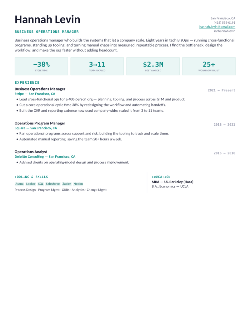 Business Ops — Teal preview
