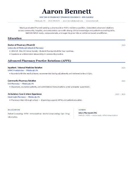 PharmD New Grad — Blue preview