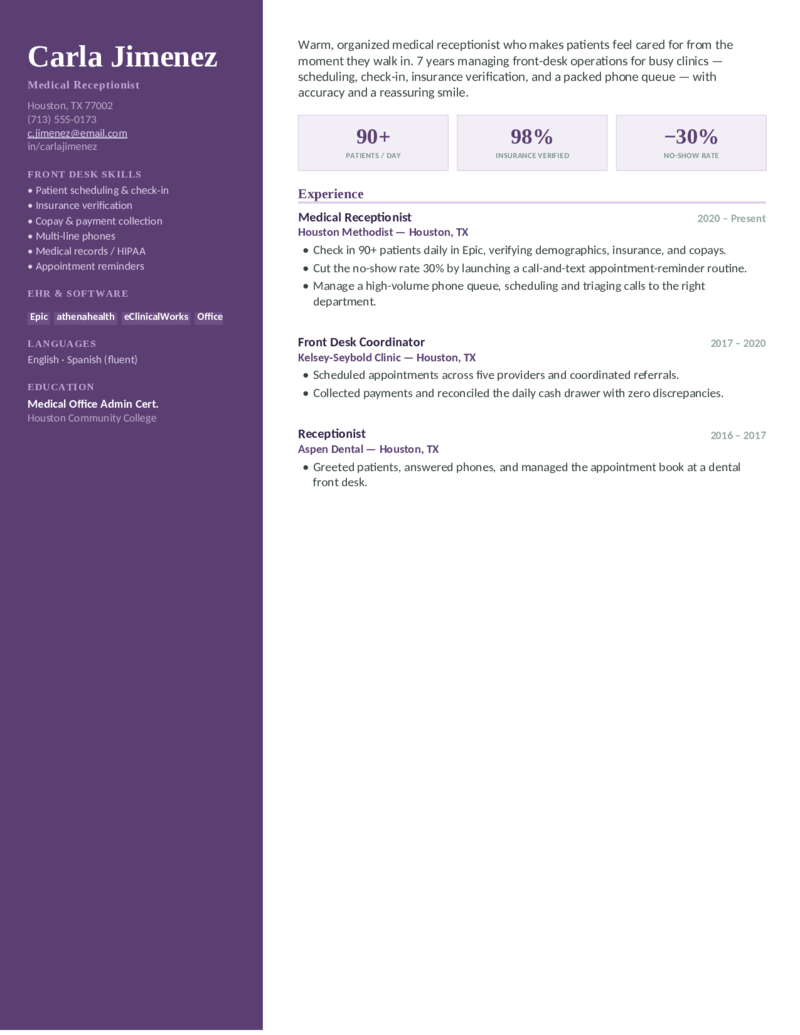 Medical Front Desk — Plum preview