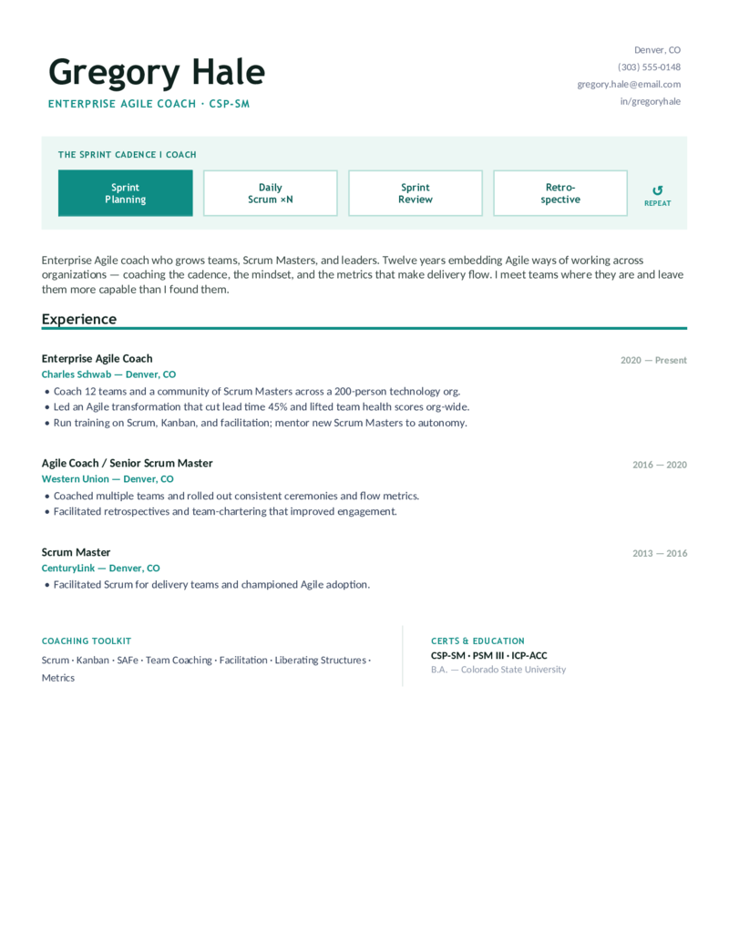 Agile Coach — Teal preview