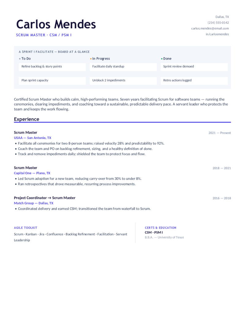 Kanban Board — Indigo preview