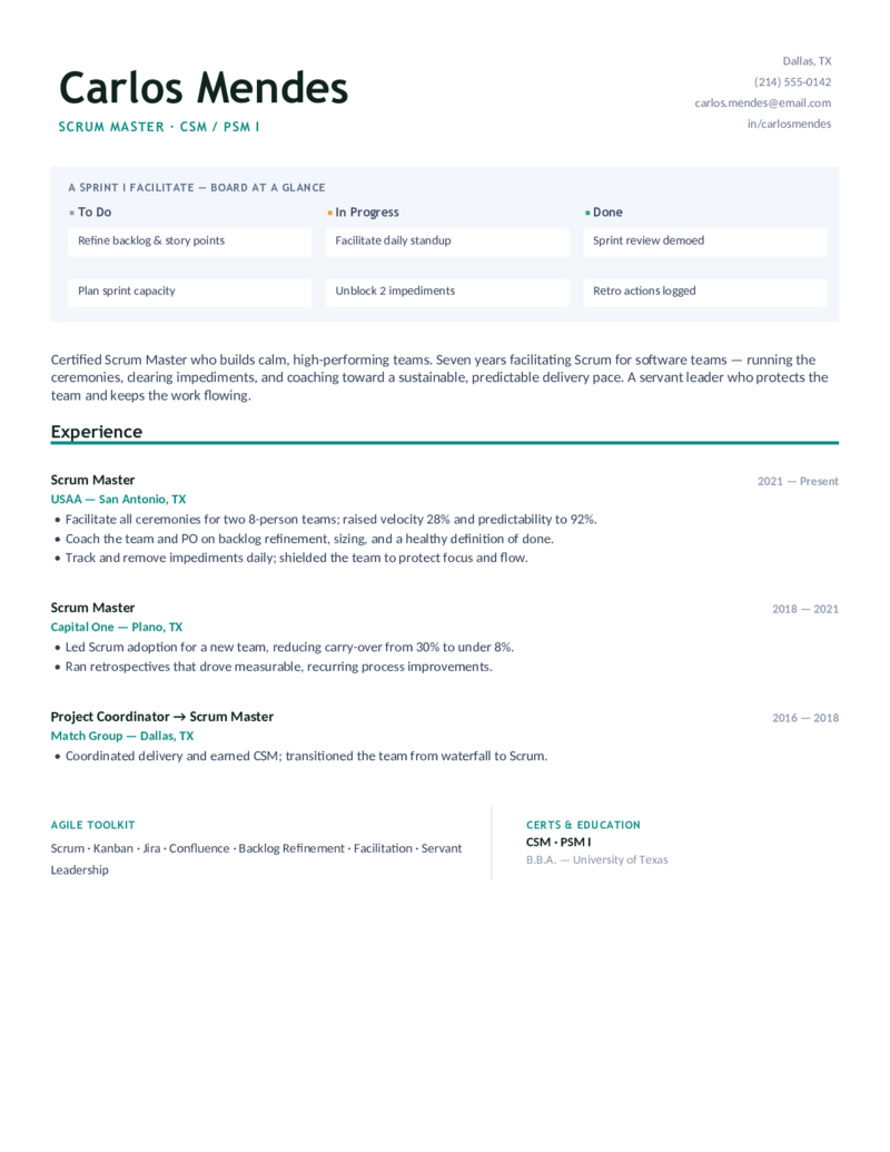 Kanban Board — Teal preview