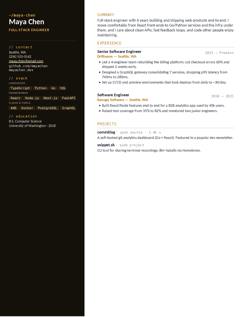 Terminal — Amber preview