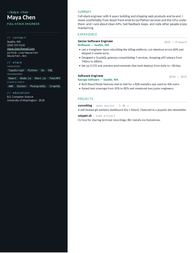Terminal — Emerald preview