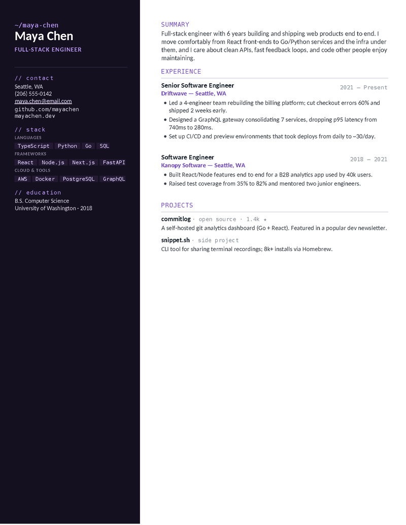 Terminal — Violet preview