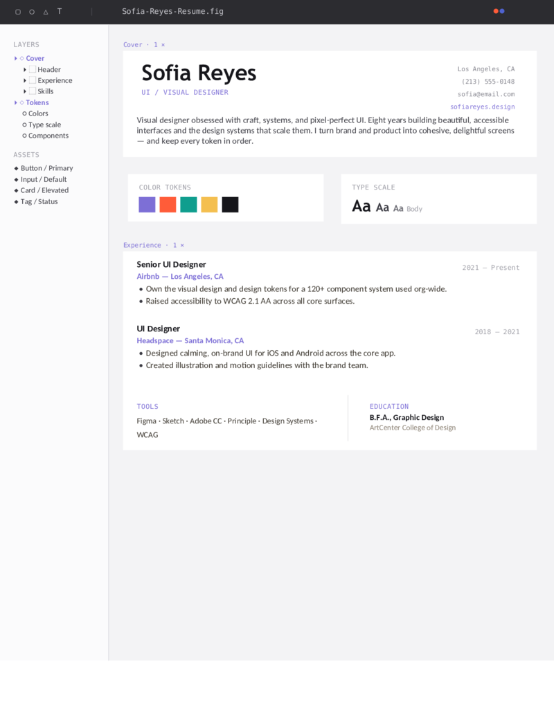 UI / Visual Designer — Artboard preview