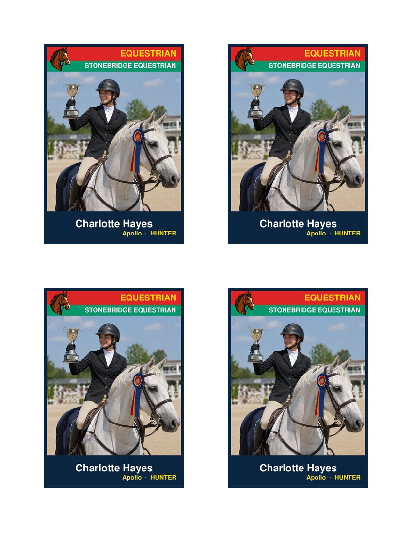 Free Equestrian Card Maker — 2.5×3.5 (Printable PDF)